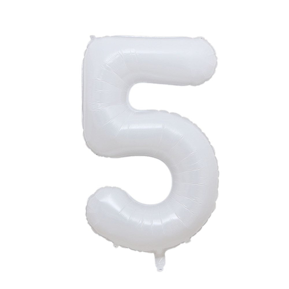 White Foil Number Helium Balloon 5