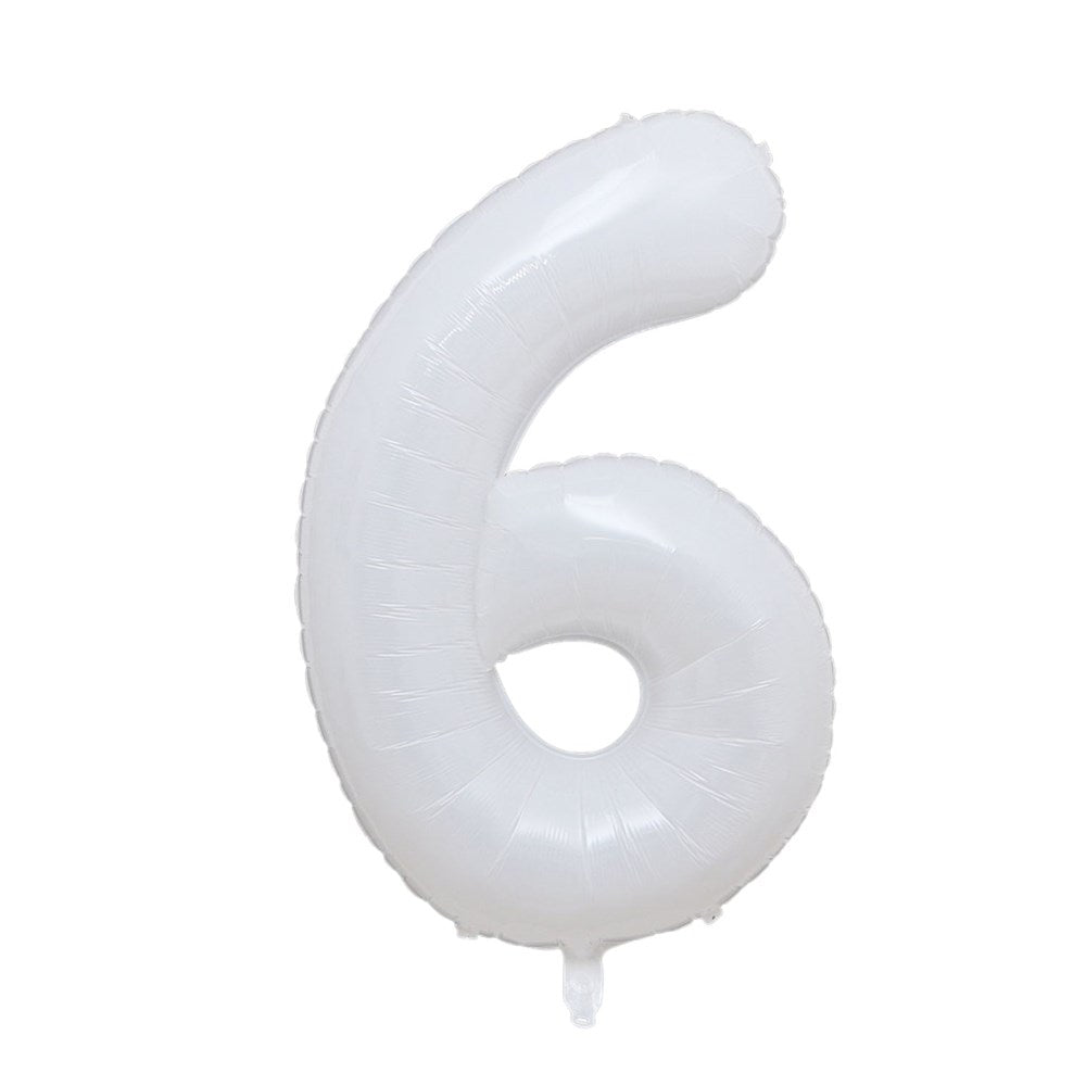 White Foil Number Helium Balloon 6