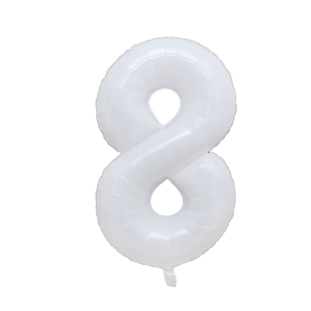 White Foil Number Helium Balloon 8