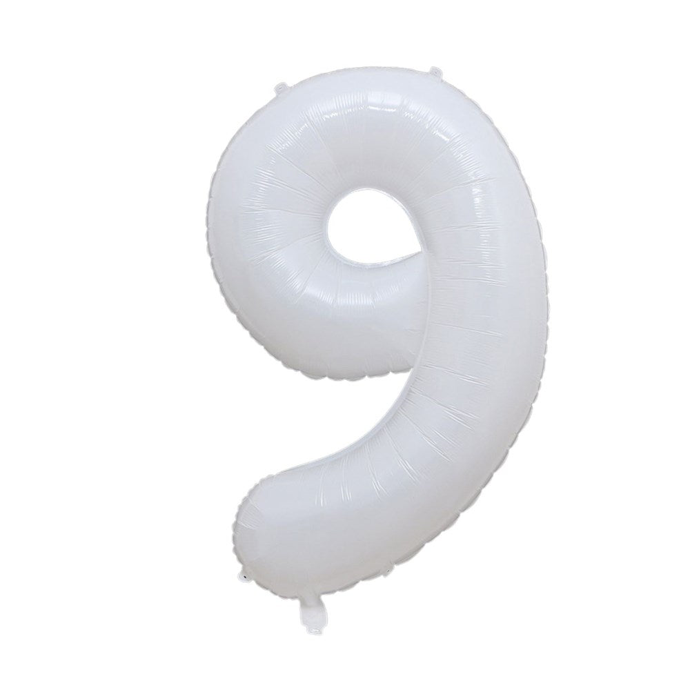 White Foil Number Helium Balloon 9