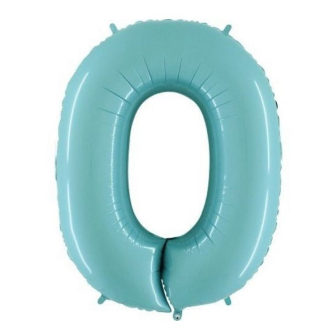 40" Pastel Blue Foil Number Balloon - 0
