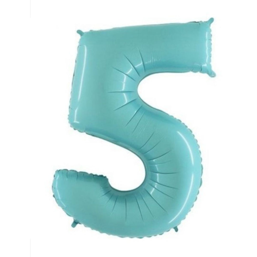40" Pastel Blue Foil Number Balloon - 5