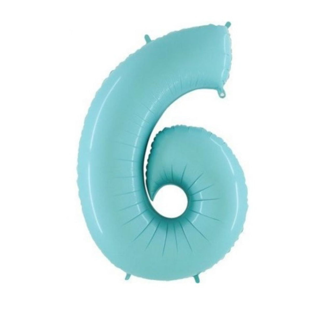 40" Pastel Blue Foil Number Balloon - 6