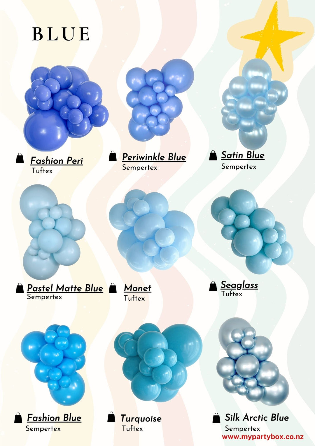 Blue Latex Balloon Cluster Sample from Sempertex / Tuftex / Kalisan 