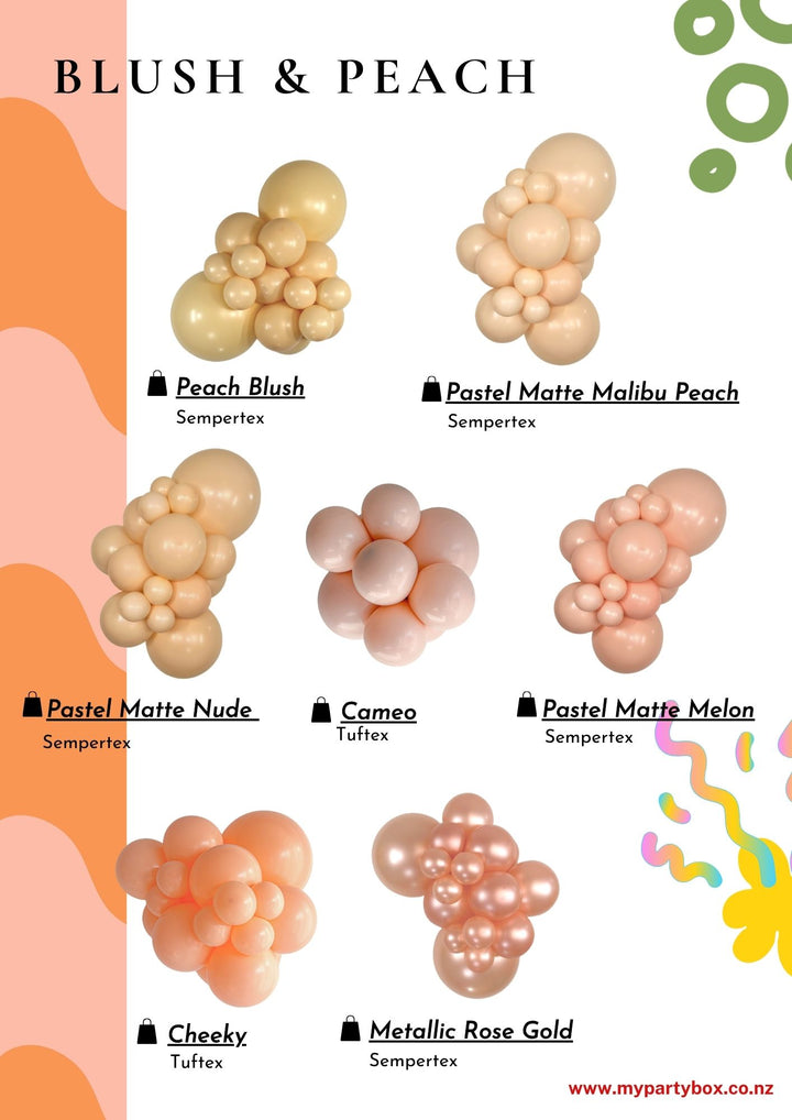 Blush & Peach Latex Balloon Cluster Sample from Sempertex / Tuftex / Kalisan