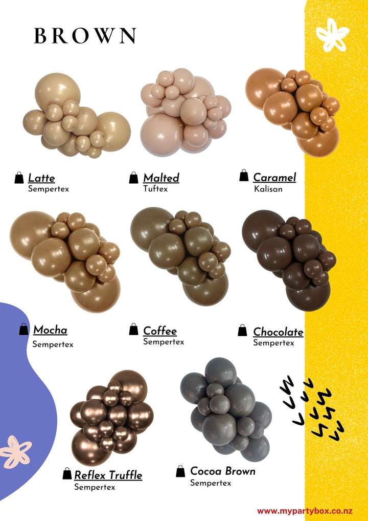 Brown Latex Balloon Cluster Sample from Sempertex / Tuftex / Kalisan