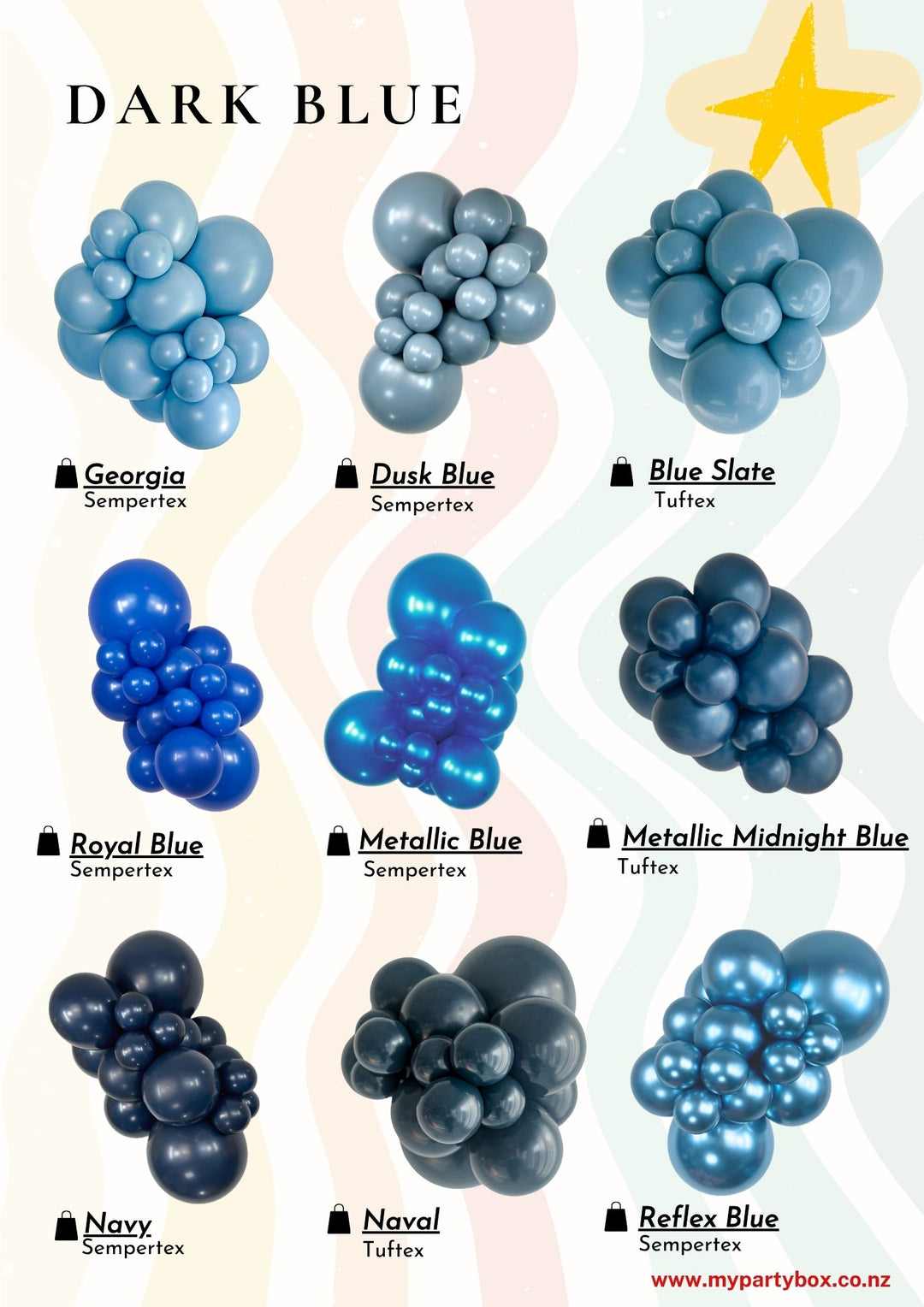 Dark Blue Latex Balloon Cluster Sample from Sempertex / Tuftex / Kalisan