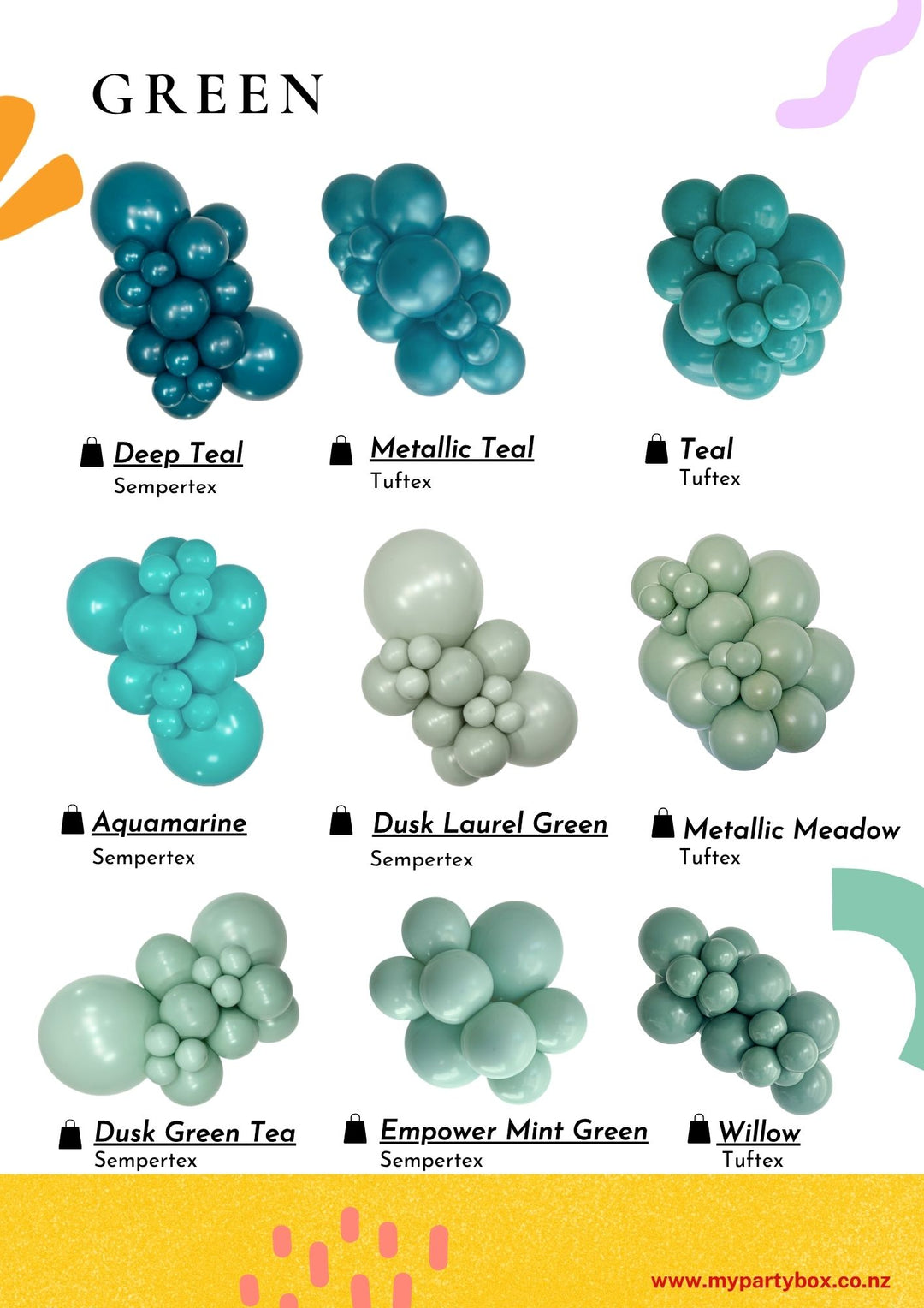 Green Latex Balloon Cluster Sample from Sempertex / Tuftex / Kalisan