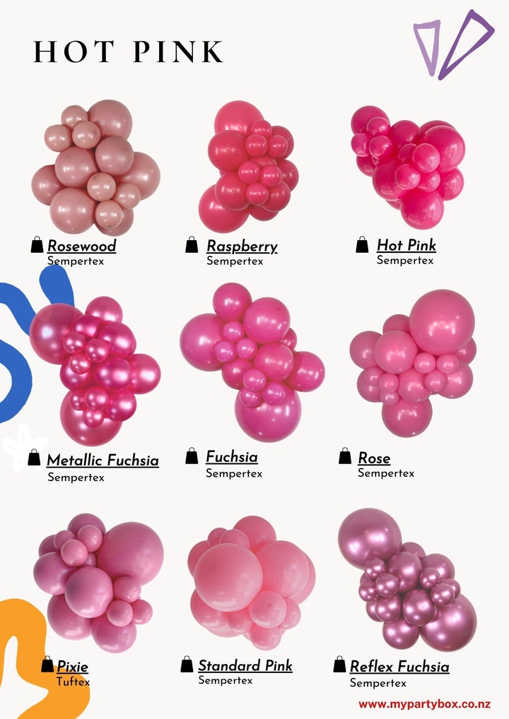 Hot Pink Latex Balloon Cluster Sample from Sempertex / Tuftex / Kalisan