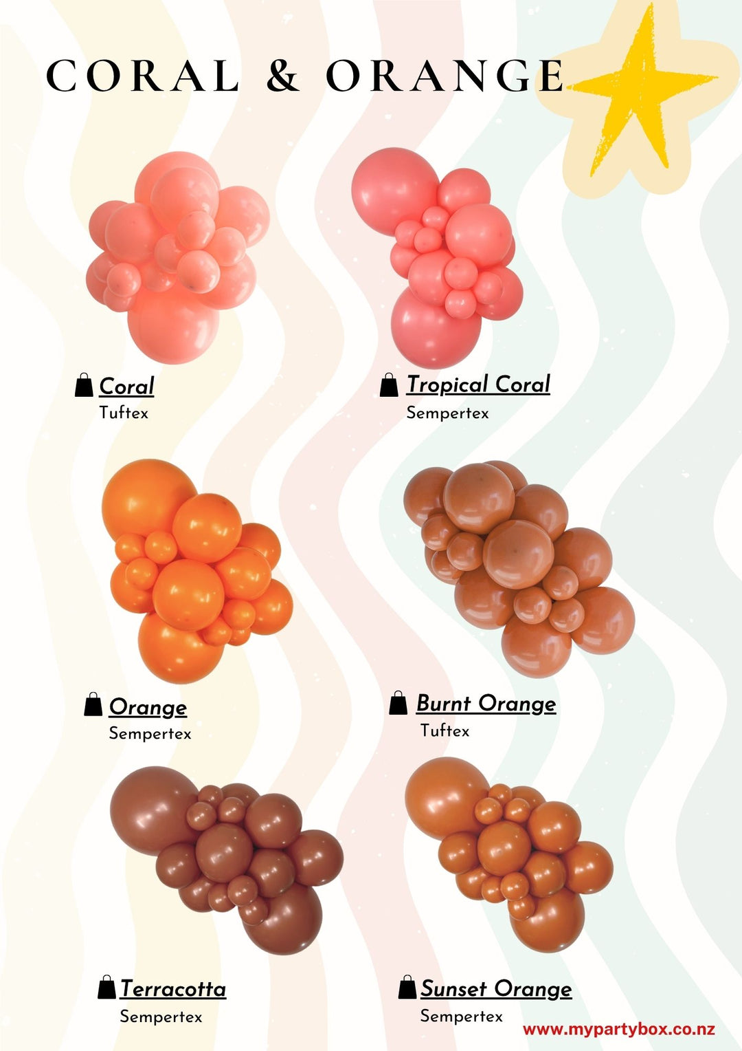 Coral Latex Balloon Cluster Sample from Sempertex / Tuftex / Kalisan 