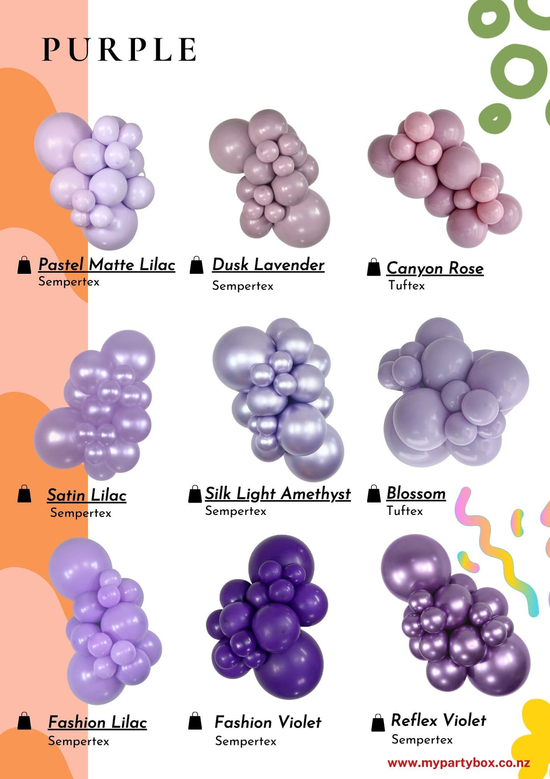 Purple Latex Balloon Cluster Sample from Sempertex / Tuftex / Kalisan