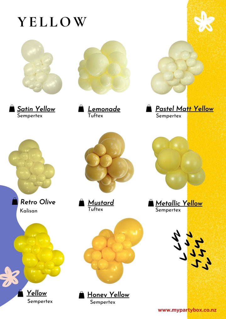 Yellow Latex Balloon Cluster Sample from Sempertex / Tuftex / Kalisan