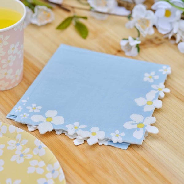 Ginger Ray Hello Spring Large Napkin (PK16) on wooden table