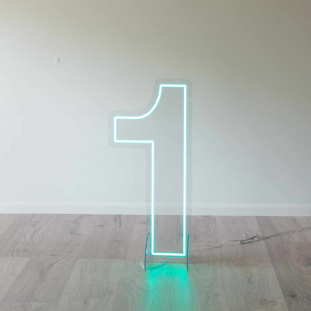 Number 1 neon light in Green