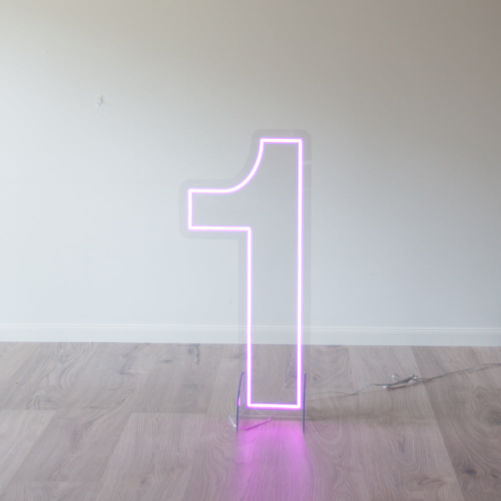 Number 1 neon light in PInk