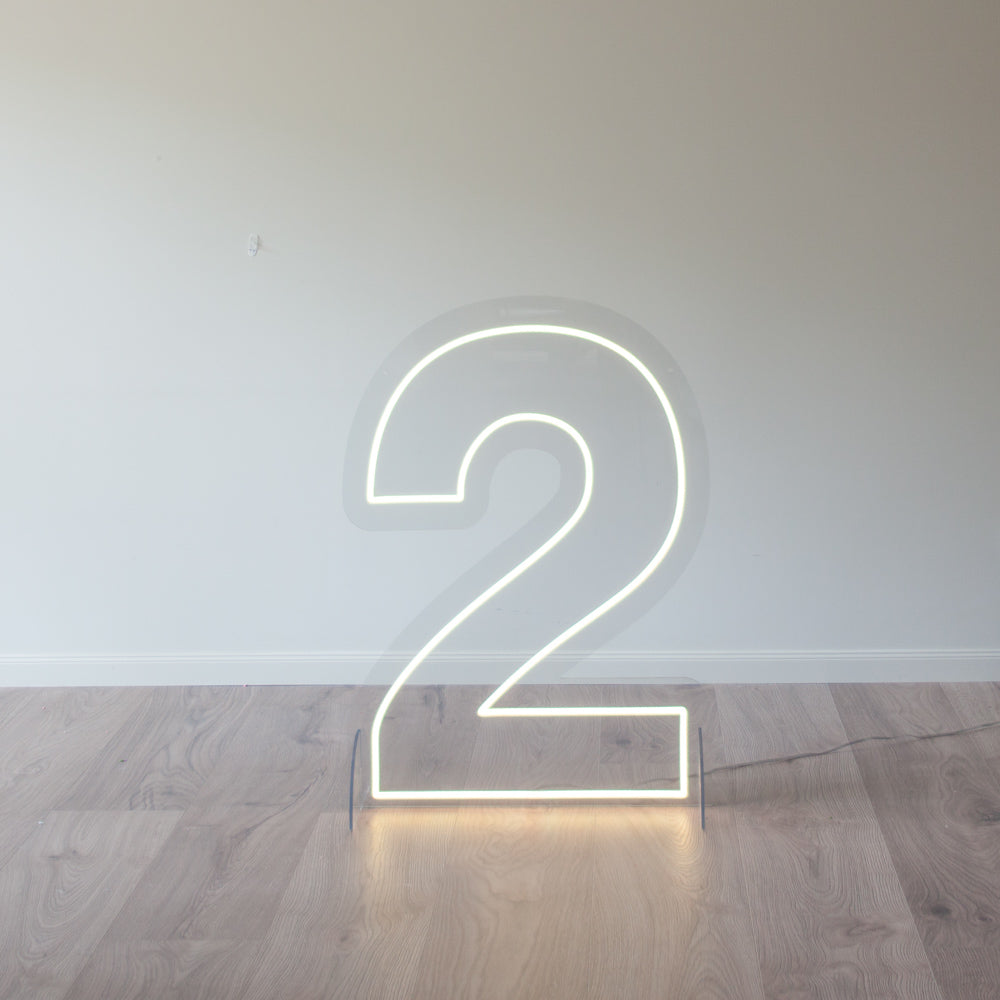 Number 2 neon light in Yellow