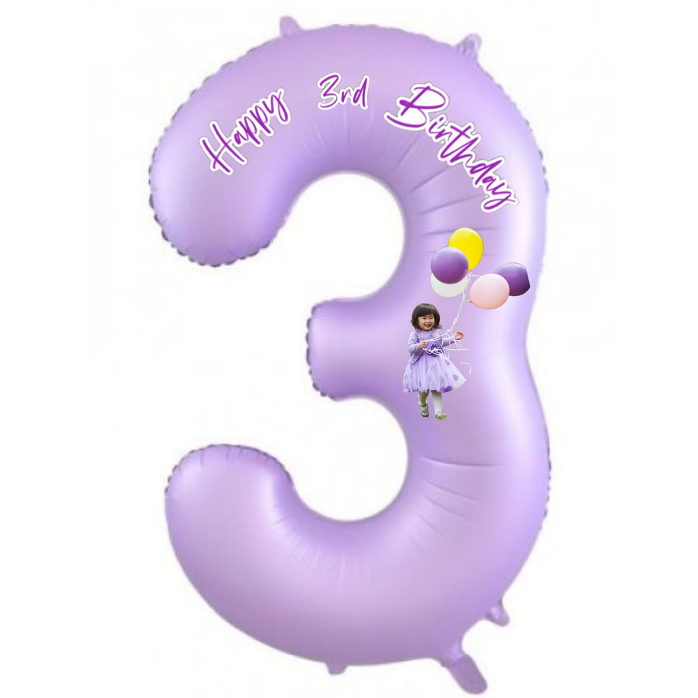 Foil Number balloon with photo and script