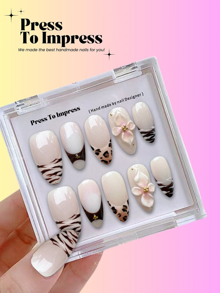 Safari Orchid 3D Almond Handmade Press On Nails