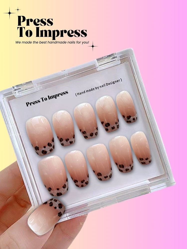 Leopard Print French Handmade Press On Nails