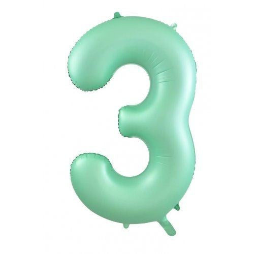 Green number three balloon on a white background.