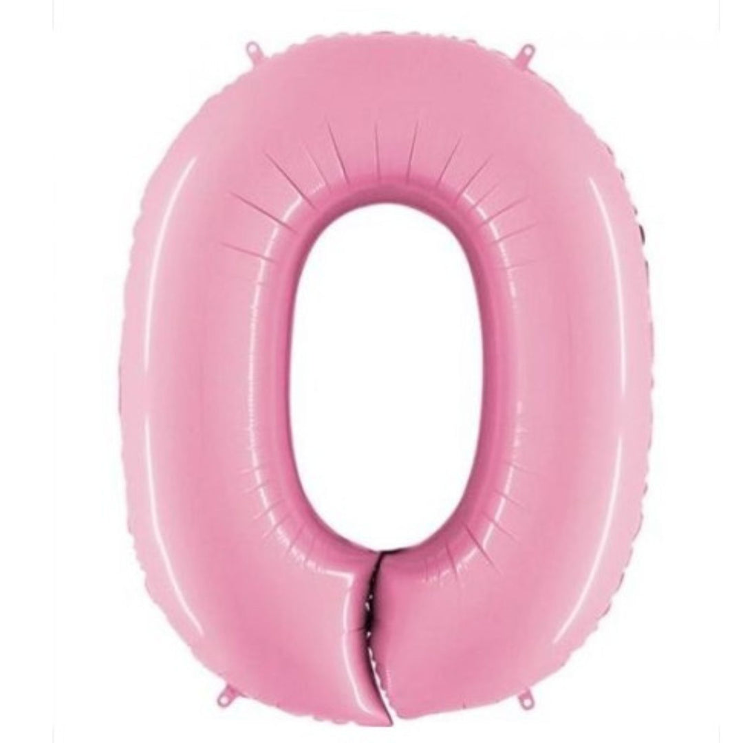 40" Pastel Pink Foil Number Balloon - 0