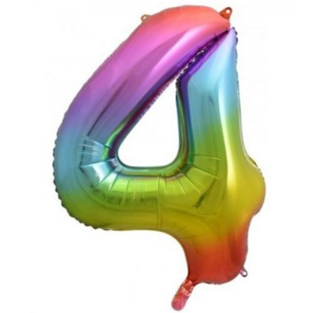 34" Bright Rainbow Number Balloon - 4