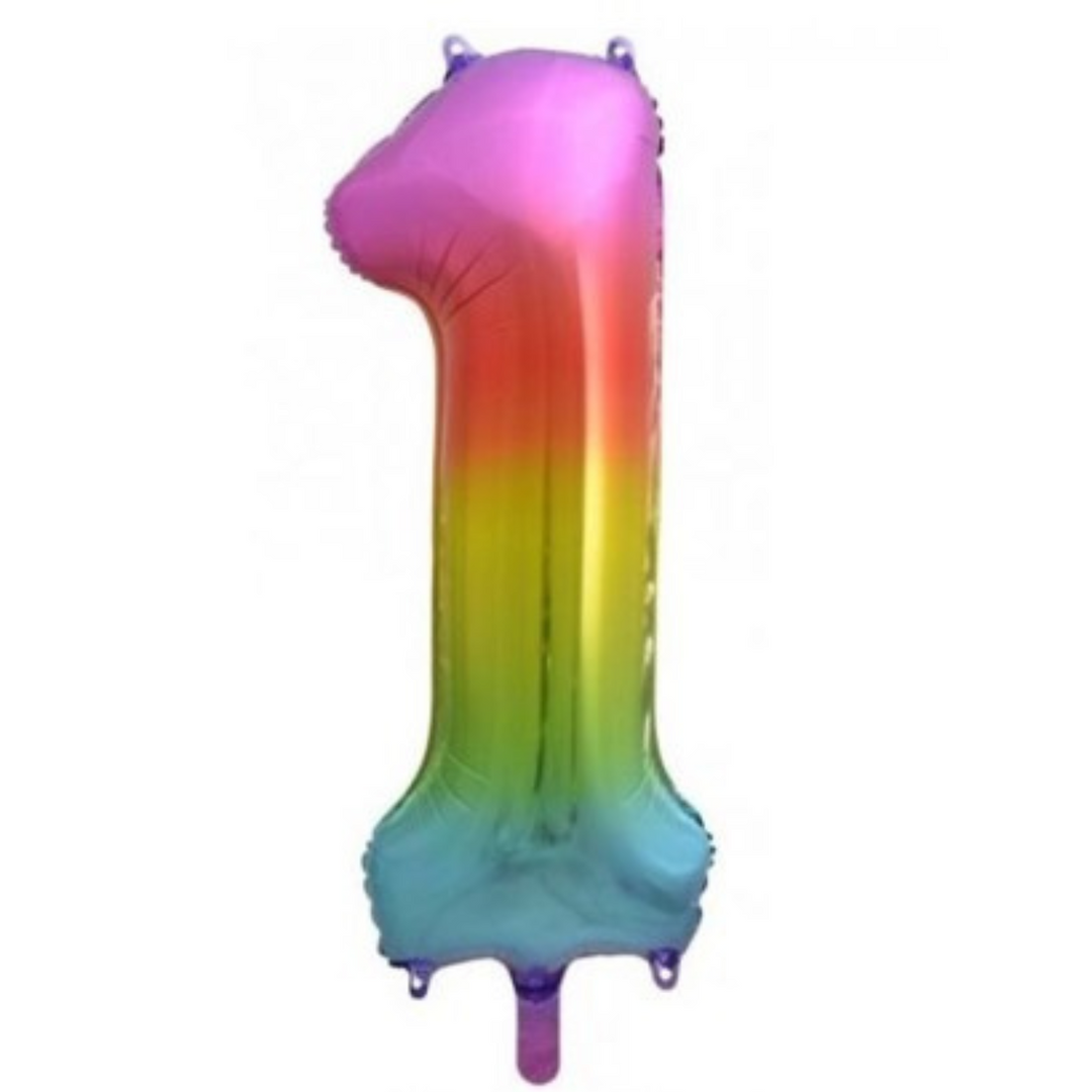 34" Bright Rainbow Number Balloon - 1