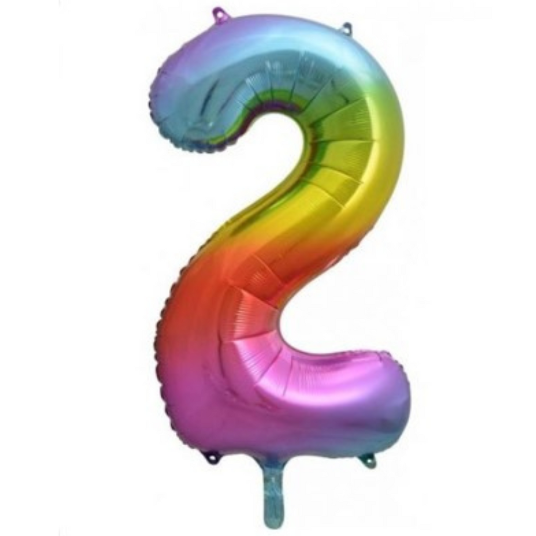 34" Bright Rainbow Number Balloon - 2