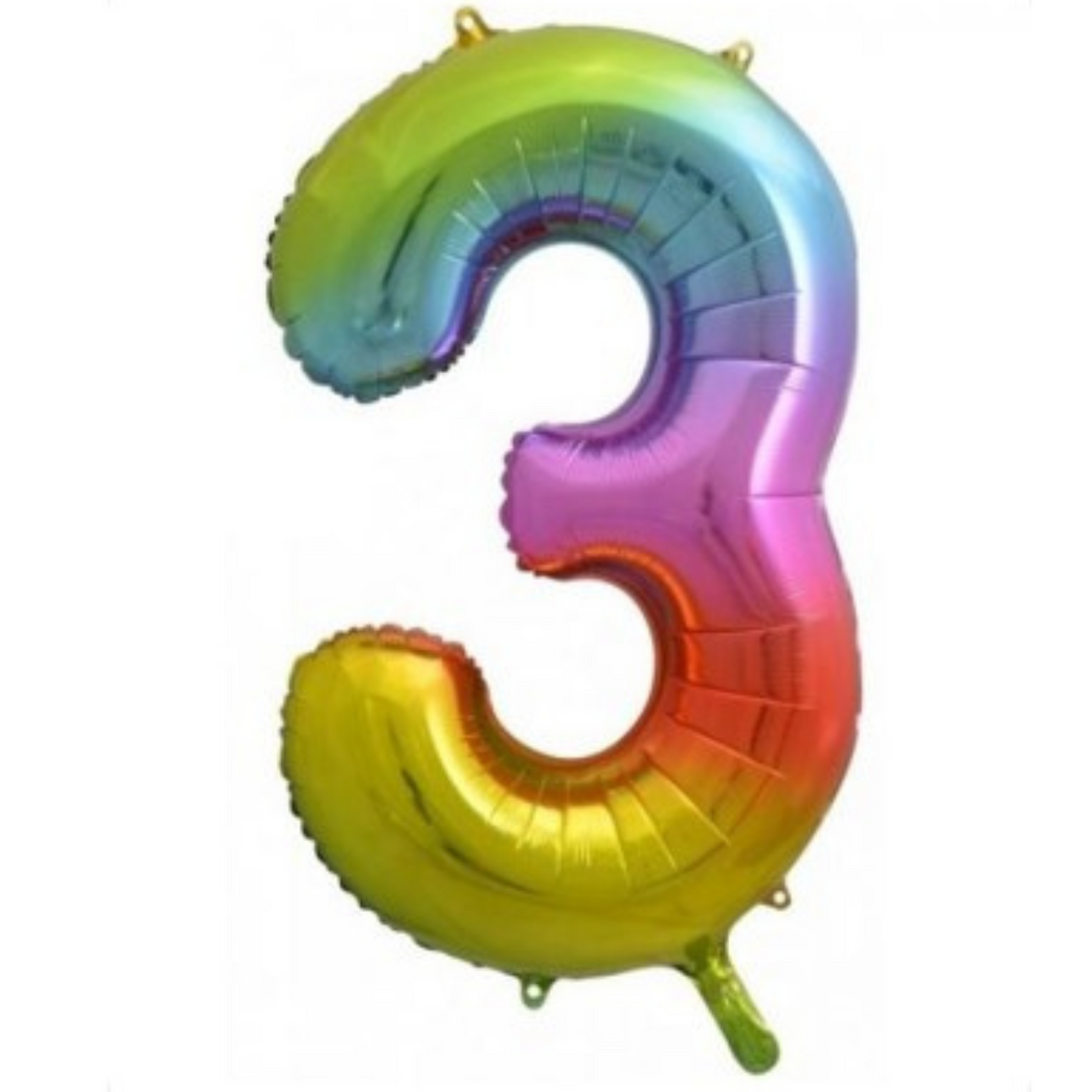 34" Bright Rainbow Number Balloon - 3