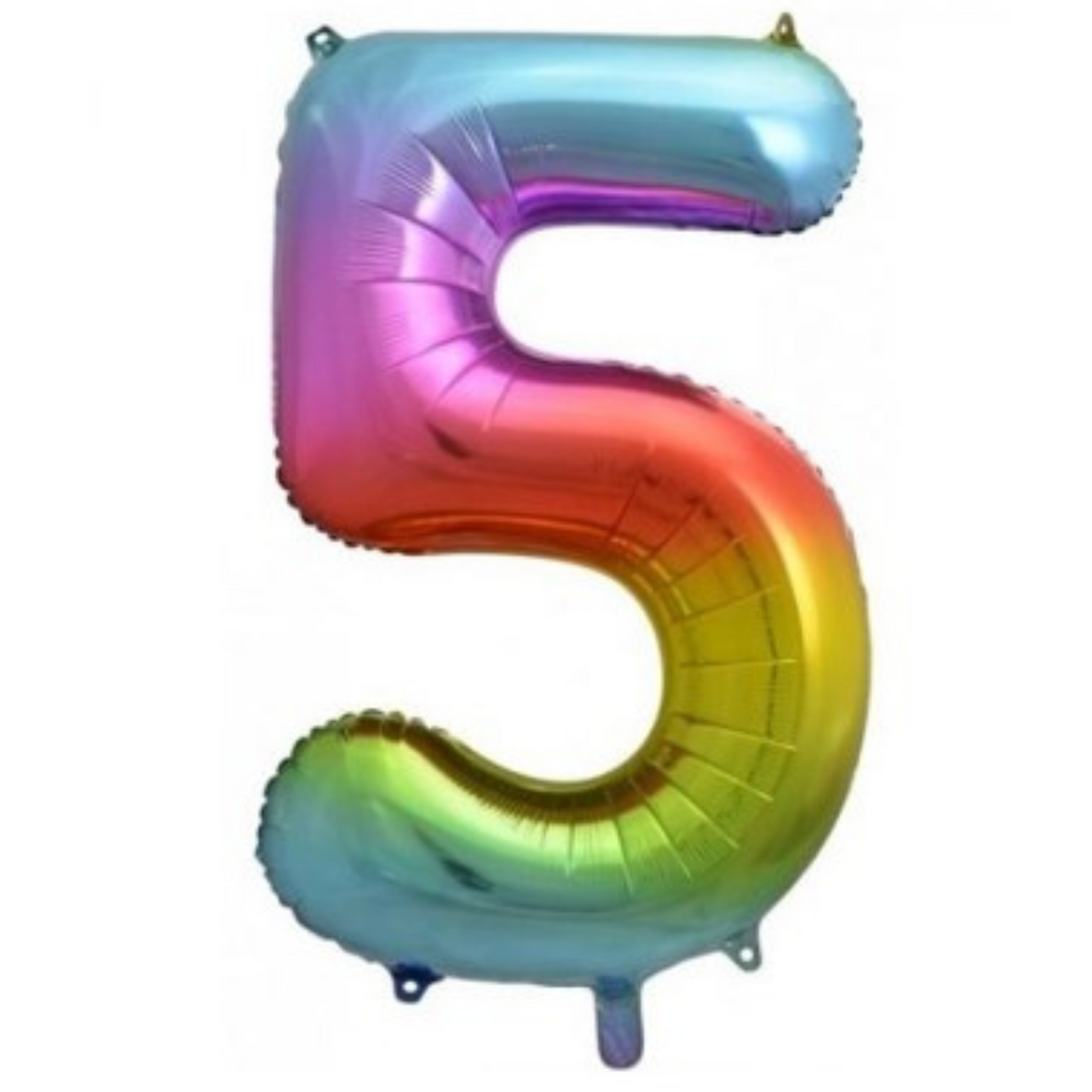 34" Bright Rainbow Number Balloon - 5