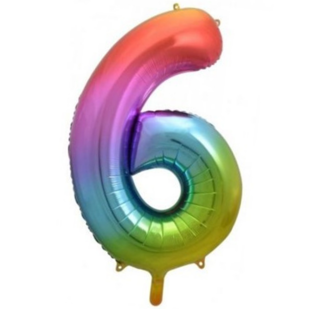 34" Bright Rainbow Number Balloon- 6