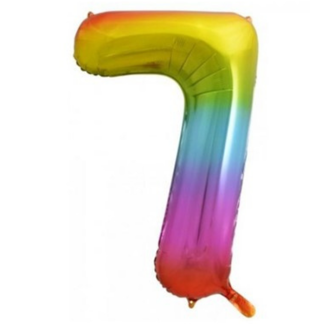 34" Bright Rainbow Number Balloon - 7