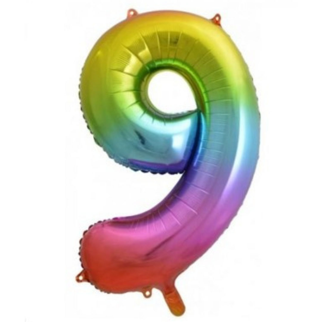 34" Bright Rainbow Number Balloon - 9