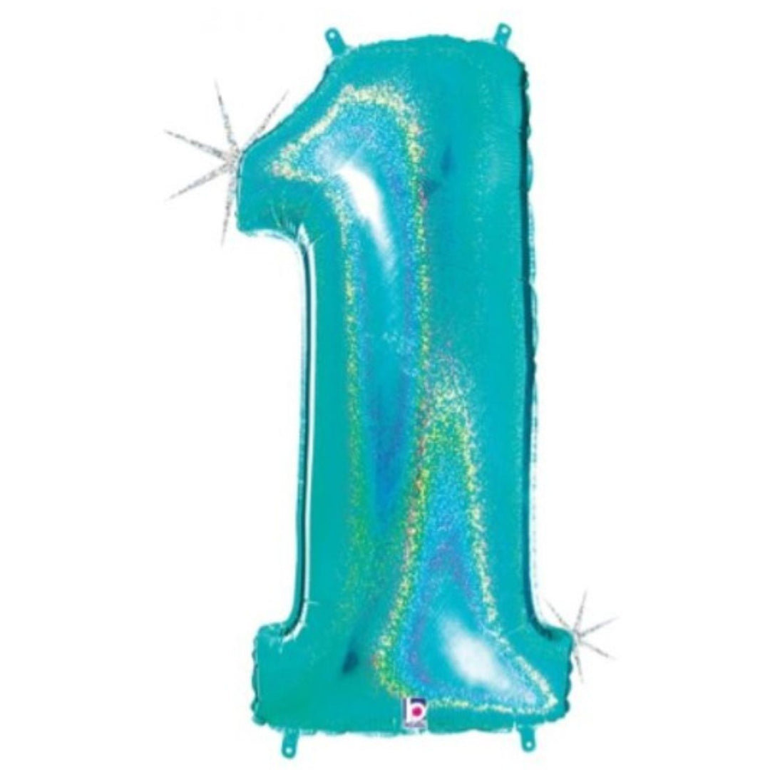 40" Robin's Egg Glitter Foil Number - 1