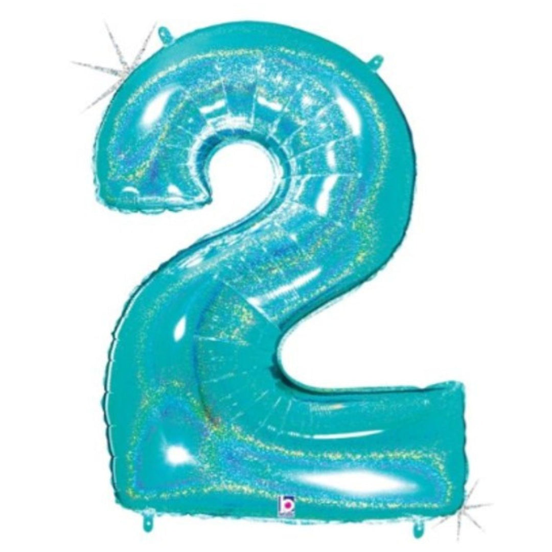 40" Robin's Egg Glitter Foil Number - 2