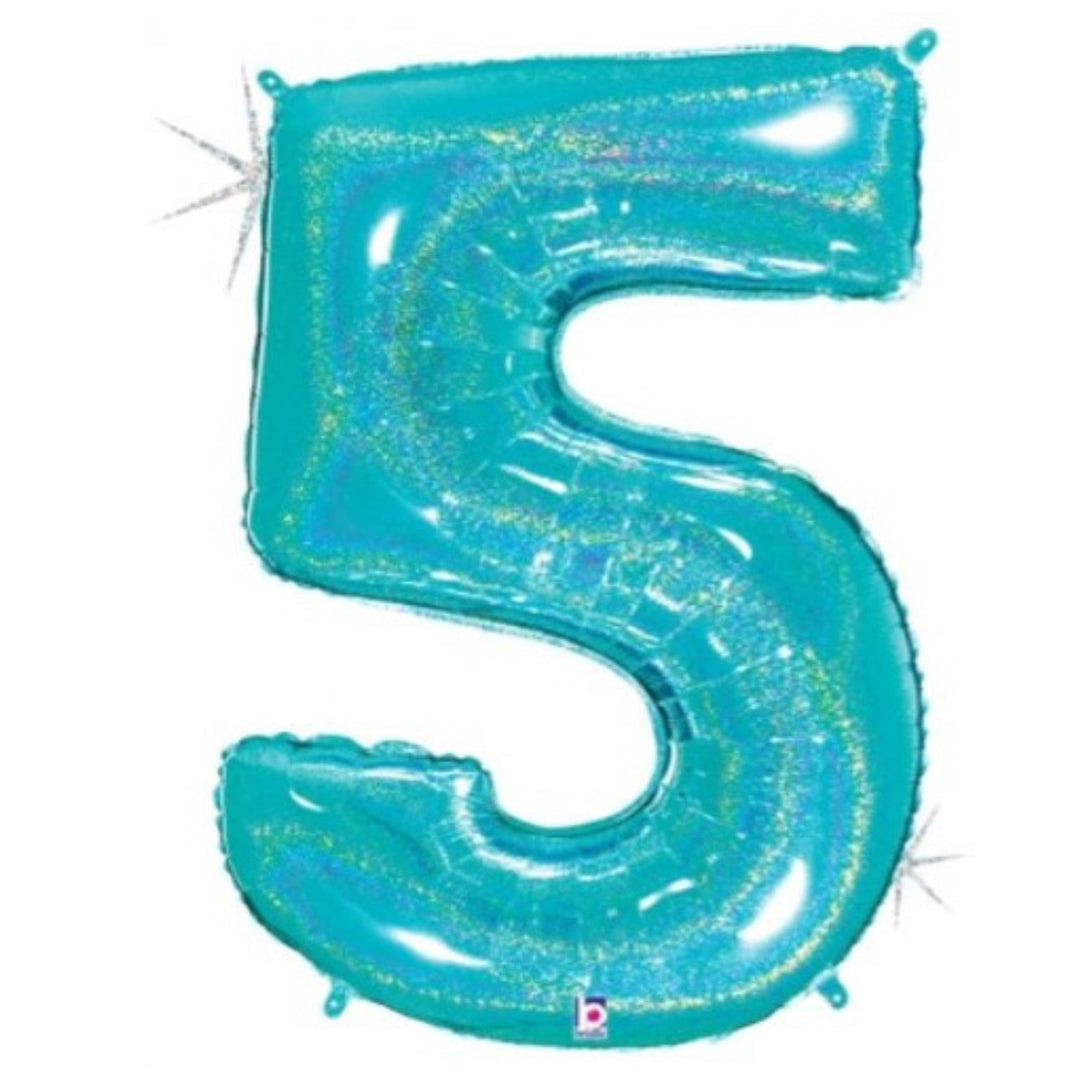 40" Robin's Egg Glitter Foil Number - 5