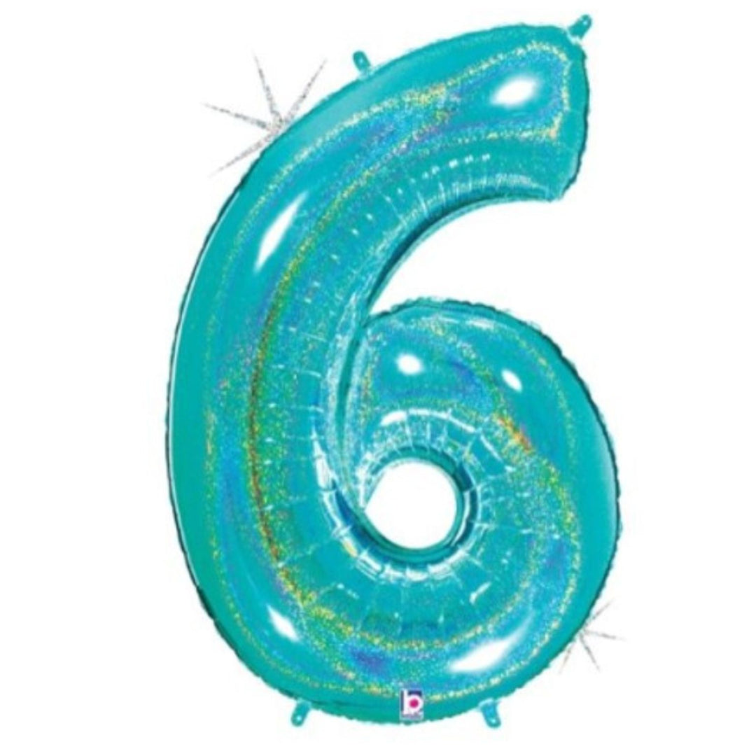 40" Robin's Egg Glitter Foil Number - 6