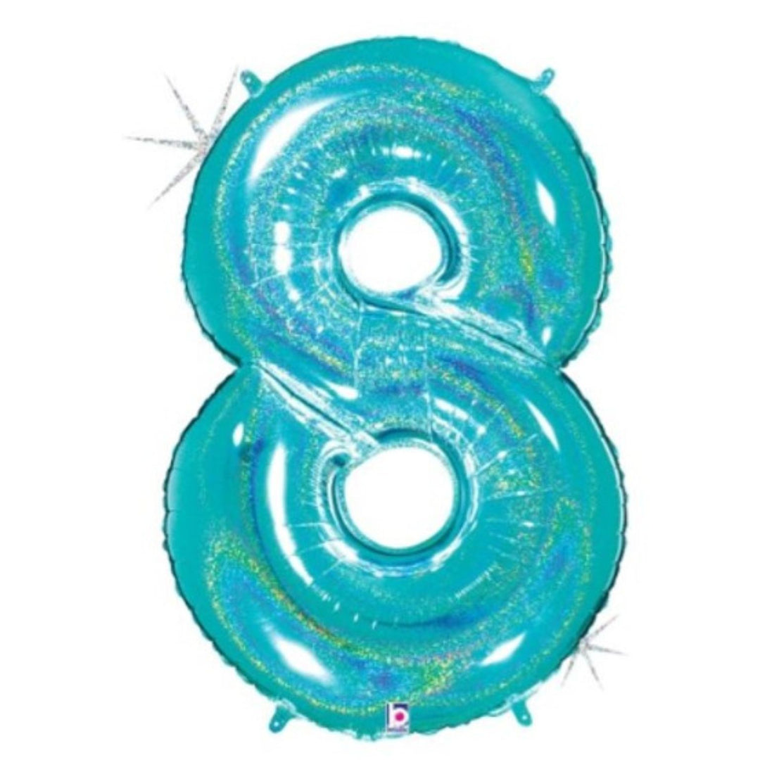 40" Robin's Egg Glitter Foil Number - 8
