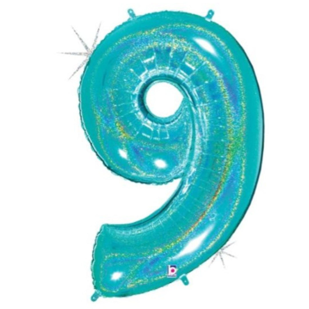 40" Robin's Egg Glitter Foil Number - 9
