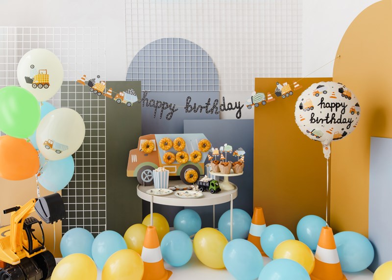 12" (30cm) Construction Vehicles Print Latex Balloon