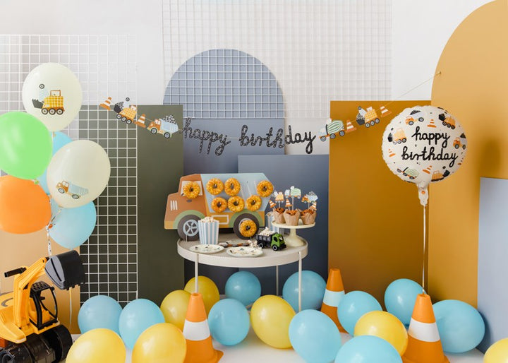 12" (30cm) Construction Vehicles Print Latex Balloon