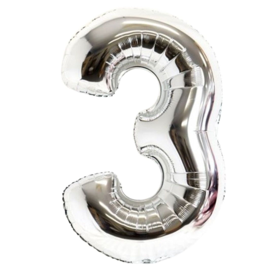 40" Silver Foil Number Silver - 3