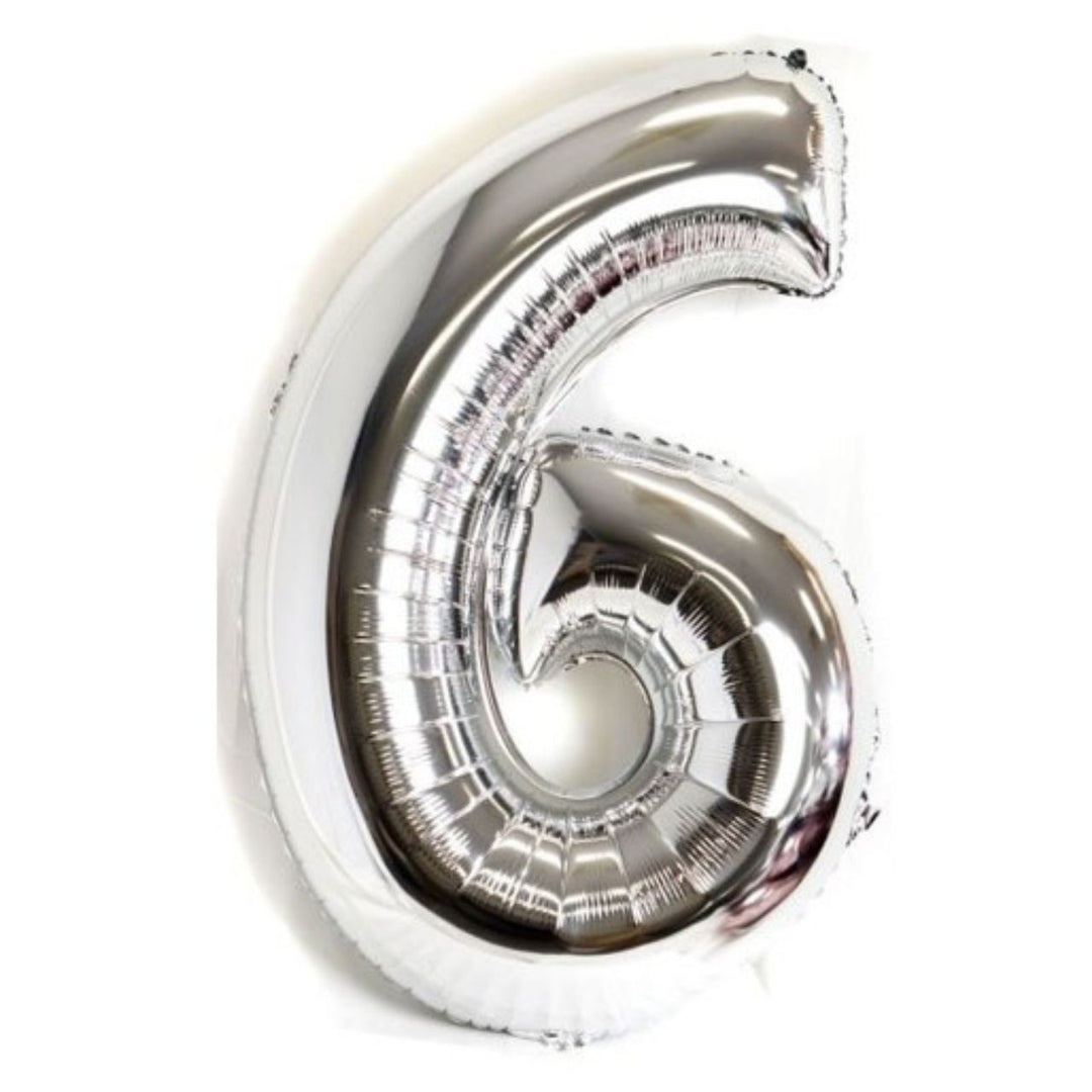 40" Silver Foil Number Silver - 6