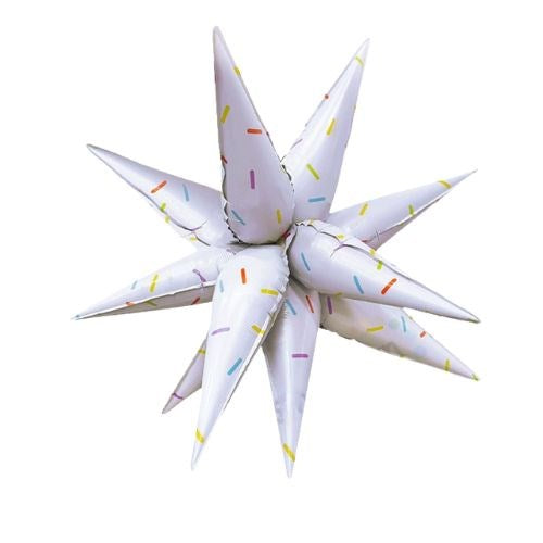 White Confetti Starburst Foil Balloon (68cm)