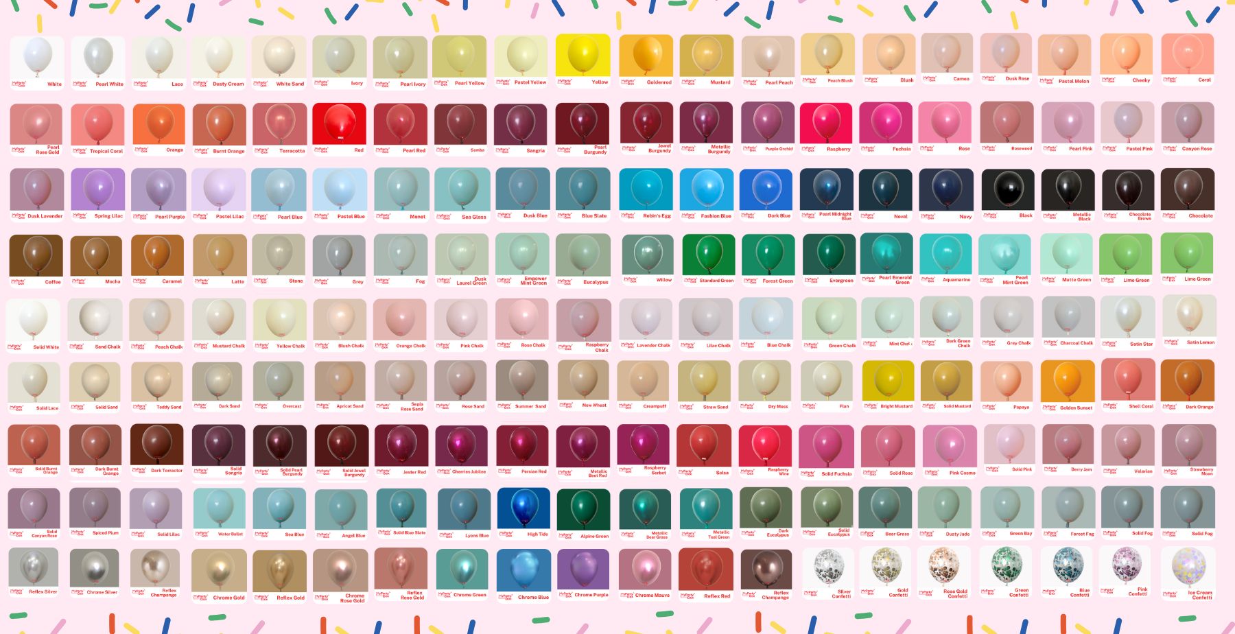 My Party Box balloon color chart