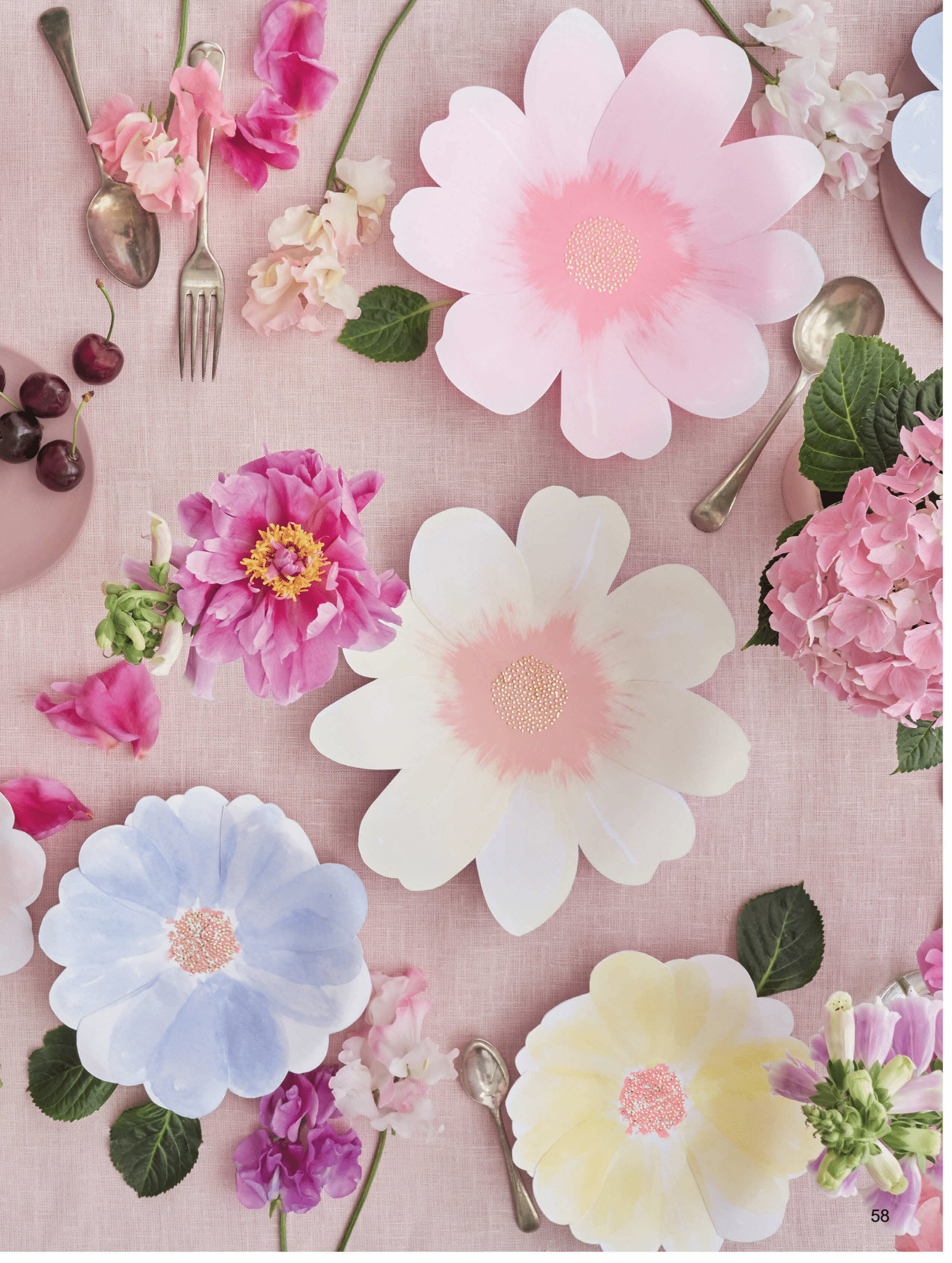 Pink flowers themed tableware 480x480 resolution