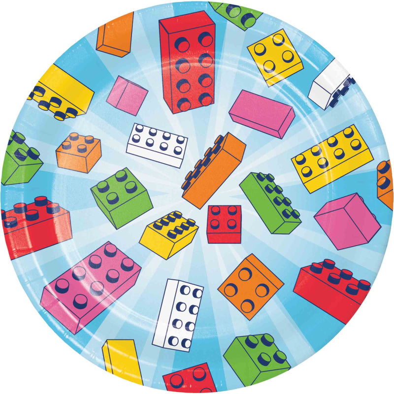 Lego Block Party Round Lunch Plates (PK8)