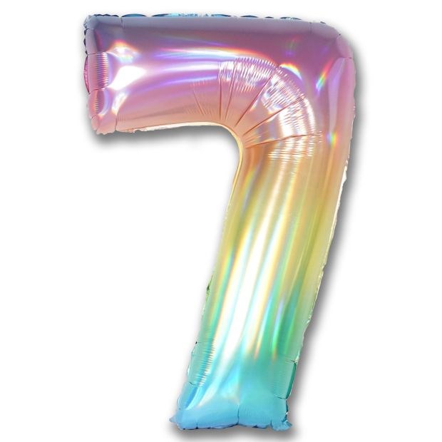 40" (102cm) Iridescent Ombre Rainbow Foil Number Balloon 7