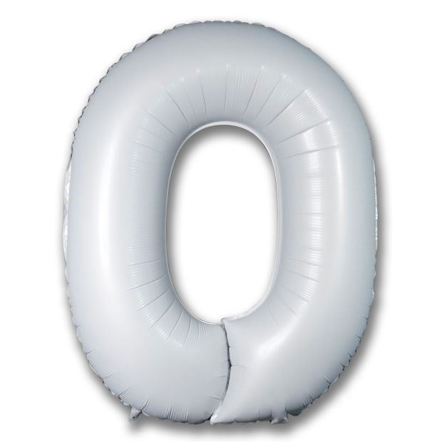 40" (102cm) Satin White Foil Number Balloon 0