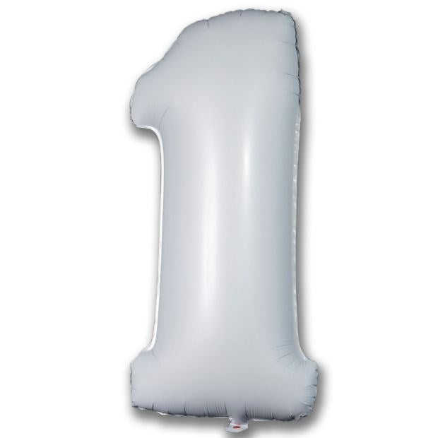 40" (102cm) Satin White Foil Number Balloon 1